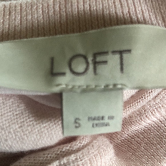Loft Open Back Light Sweater Pastel Pink Sz. S Ribbon Tie Feminine Graceful - Picture 4 of 5